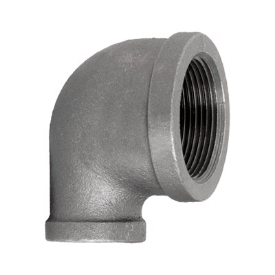 1-1 / 4''x 3 / 4'' x 90 degree black malleable elbow
