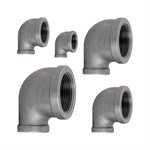 Black malleable iron 90 degree reducing elbow