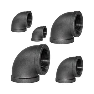Coude 90 degrés en acier noir malléable