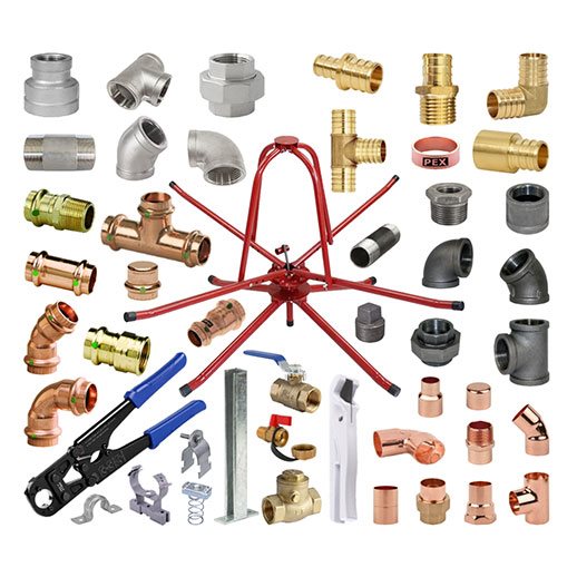 Quincailleries, raccord, robinet à bille et outils